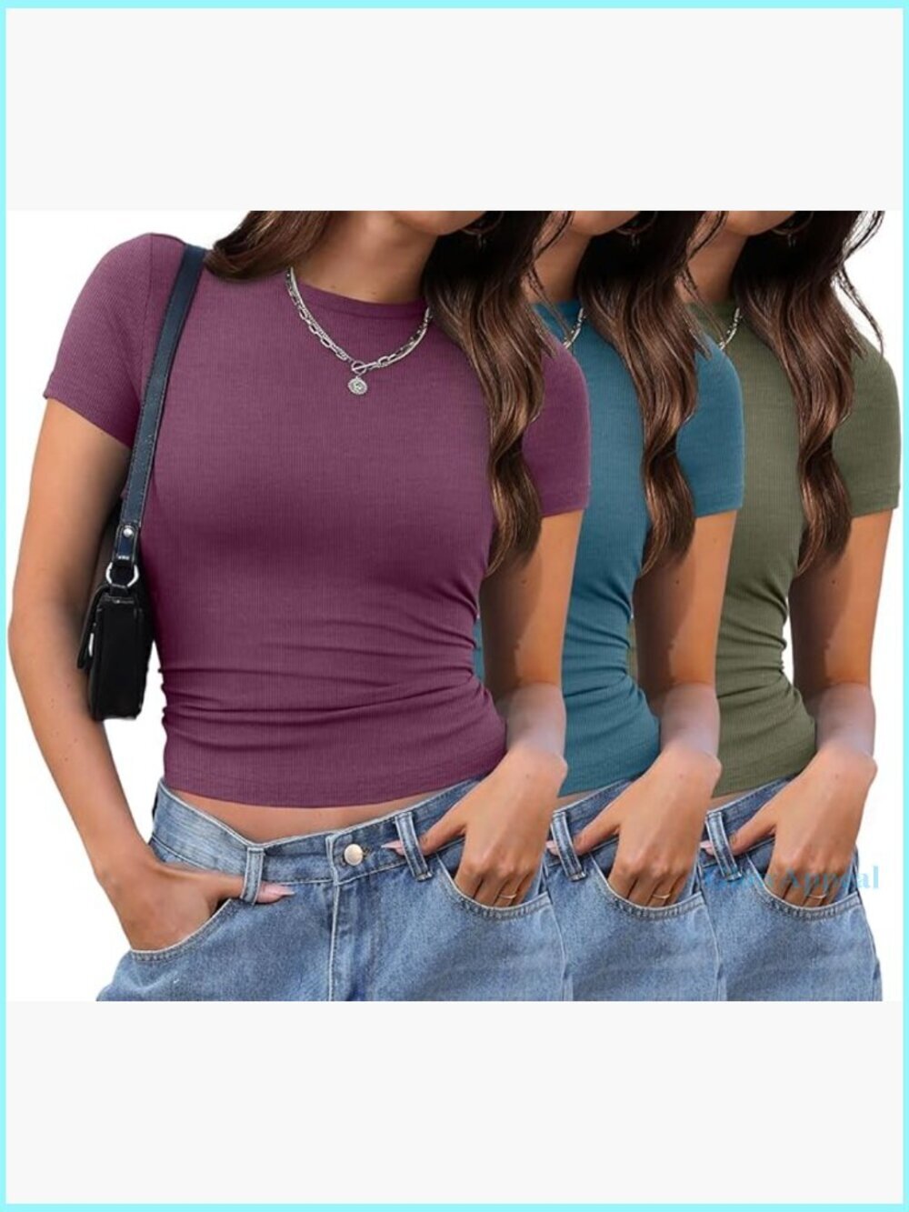 Slim Fit Short Sleeve Crew Neck Tees 2/3 Pack Basic Tops Women
